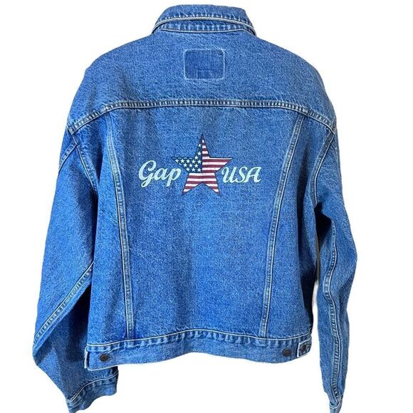 Vintage GAP USA American Flag Star Denim Jacket